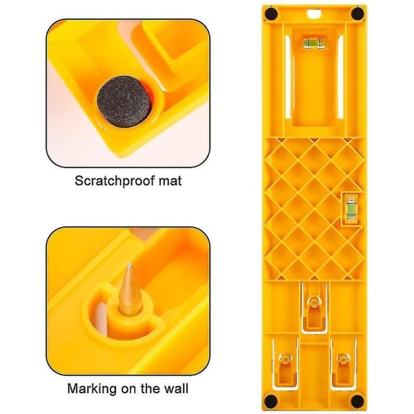Billedophængningsværktøj med Level Easy Frame Billedophæng Vægophængningssæt (gult ophængningsværktøj)