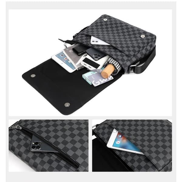 Herre PU Læder Crossbody Taske Sort Skuldertaske