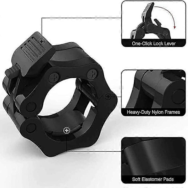 2 stk./lot Vægtstangslås 25 mm 28 mm 30 mm 50 mm Vægtstangskraver Clip Håndvægt Lås Vægtløftning Vægtstangsklemmer Fitness Bodybuilding Black-28mm