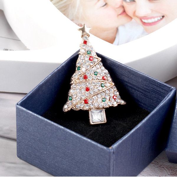 Smycken för Rhinestone Julgran Brosch Legering Lapel Nål Sjal Klämma Julgåva