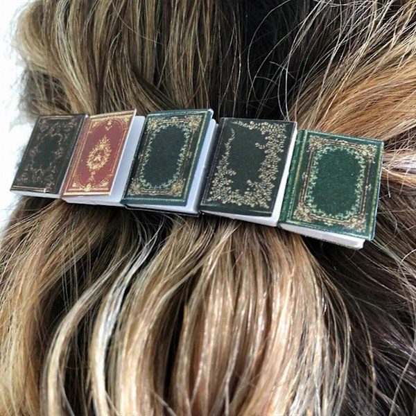 Miniatyyrikirja Hiuspinni Barretti, Käsintehty Vintage Pieni Kirja Hiuspinni Asuste, Tyhjä Sivu Kirjat Ranskalainen Barretti, Kirjallinen Lahja, 100% Uusi Black
