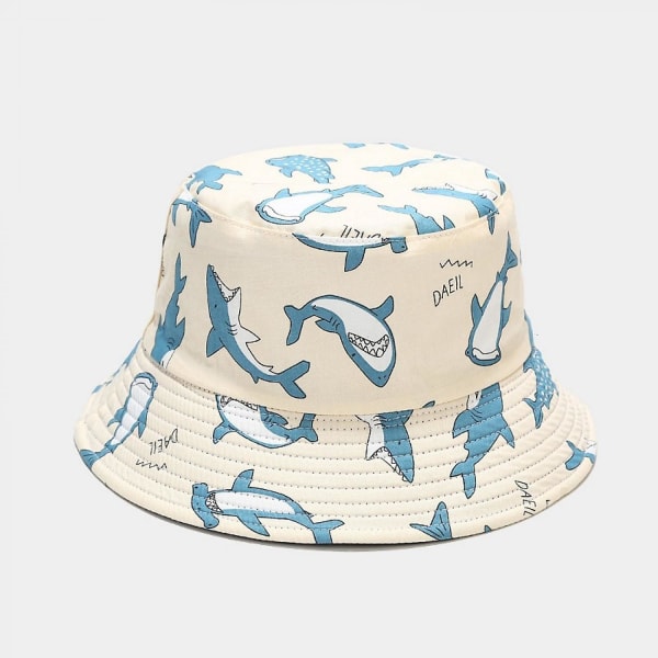 Sea Animail Pattern Print Bøtte-hatt Dobbelt-side-wear Reversible Fisherman-cap