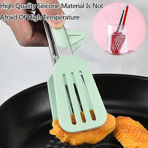 Elintarvikelaatuinen silikoninen keittiöruokapihdit pihville, grillaukseen, leivälle, paistamiseen, korkean lämpötilan kestävyys, palovammoja estävät grillipihdit green 5.8cm*26.7cm