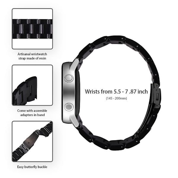 Udskiftningsrem til Garmin Vivoactive 4 - 22mm Vandtæt Resin Urrem Black Style M Garmin Vivoactive 4