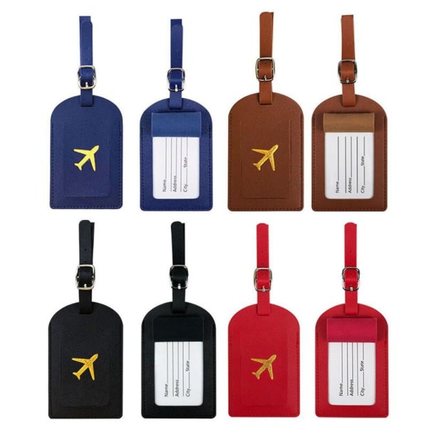 1 st Kvinnor Män PU Läder Bagage Tag Resväska Identifiering Etikett Red