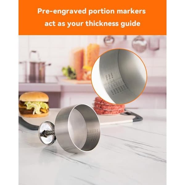 304 rustfritt stål hamburgerpanne - 11,5 cm (4,5 tommer) pattyform, tåler oppvaskmaskin