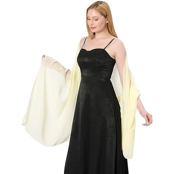 Gennemsigtige bløde chiffon tørklæder og omslag til kvinder af Ladies, lette brudekjoler til aftenfest (beige)