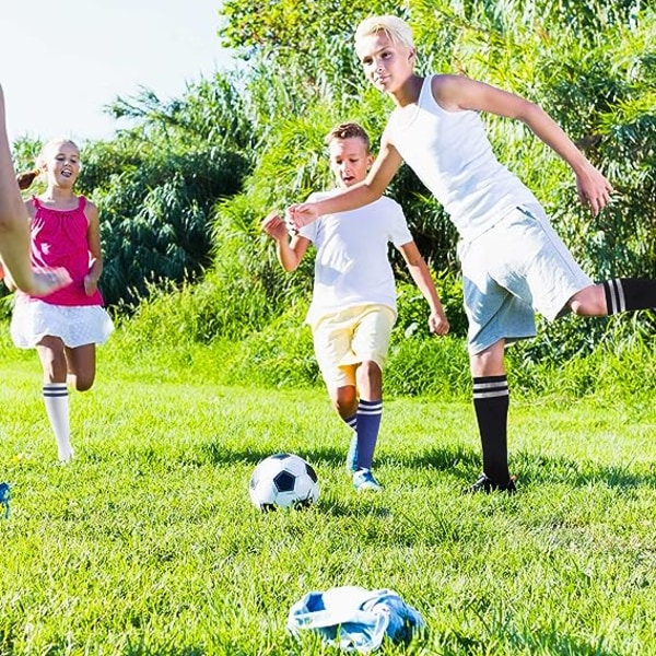 Børnefodboldsokker, 3 par lange fodboldstrømper til børn, åndbare fodbold-/basketball-/hockeystrømper til drenge, piger, teenagere