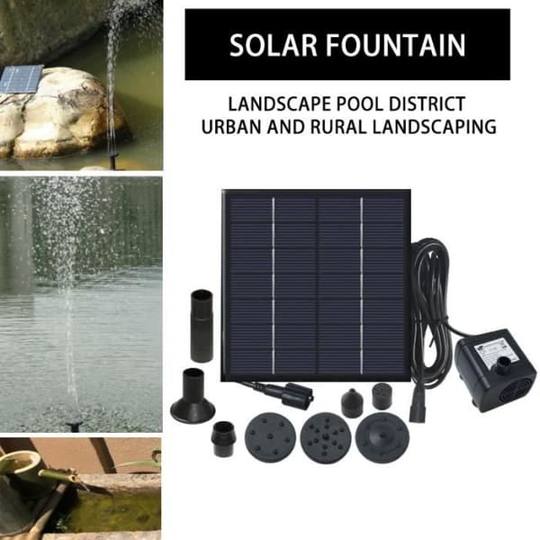 Solvattenpump, solfontän, inga växter, batteri eller el krävs för damm-/pool-/trädgårdsdekoration