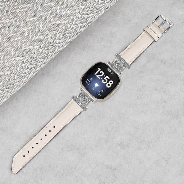 För Fitbit Versa 3/Versa 4/Sense/Sense 2 M Form Äkta Läder Klockarmband Apricot Fitbit Versa 3