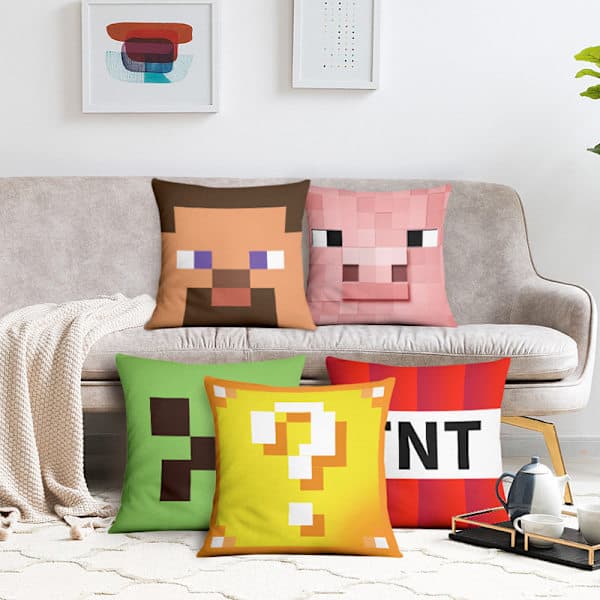 Minecraft Dekorativt Pudebetræk 45cmX45cm
