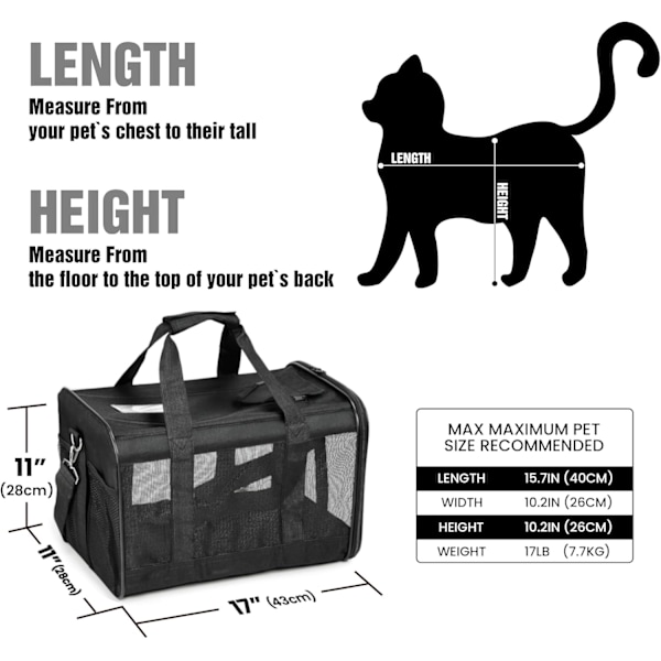 Transportbur för husdjur, mjukt, hopfällbart, hållbart, flygplansgodkänt (M) M