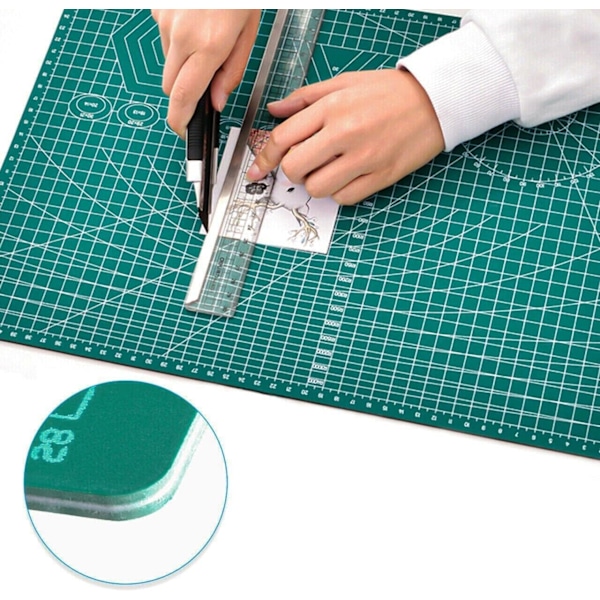 A4 selvhelbredende skjærebrett - Dobbeltsidig sklisikker overflate - Selvhelbredende kvalitet - Skjærebrett for håndverk, stoff, quilting, sying, scrapbooking