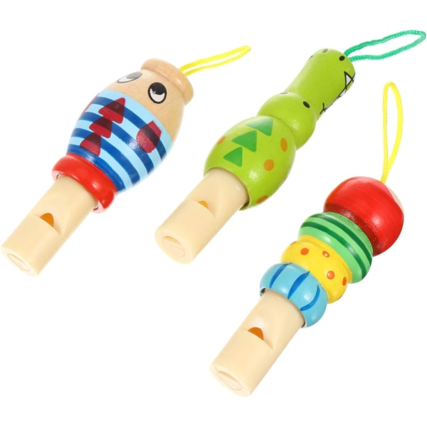 3st Barn färgglada tecknade djur Trävisselmusikinstrument Utvecklingspedagogisk leksak för barn Festväska Födelsedagspresenter