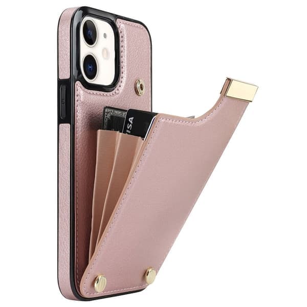 iPhone 12-deksel med kortholder - Rosegull
