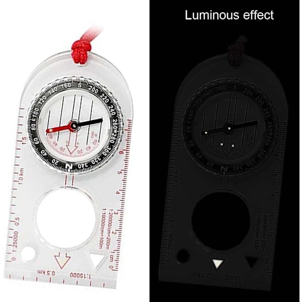 Multifunktionell vattentät navigationskompass karta linjal förstoringsglas för Explorer vandring kartläsning och navigering med justerbar snodd