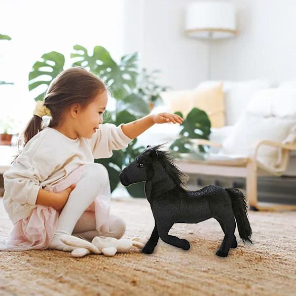 Simuleret Hest Dukke Plyslegetøj Hvid Hest Brun Hest Julegave Sofa Møbel Dekoration Black