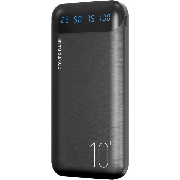 Power Bank 10000mAh matkapuhelimen kannettava laturi ulkoinen akkupaketti, jossa on 2 USB 2.4 A -lähtöä ja USB C -sisääntulo. Yhteensopiva Huawei iPhone 12 11 X:n kanssa