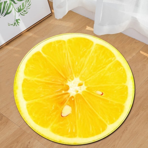 Sød rund dør måtte citron vandabsorberende badeværelses måtte badeværelses måtte blød skridsikker gulvmåtte hoveddør måtte badeværelses måtte (80cm)