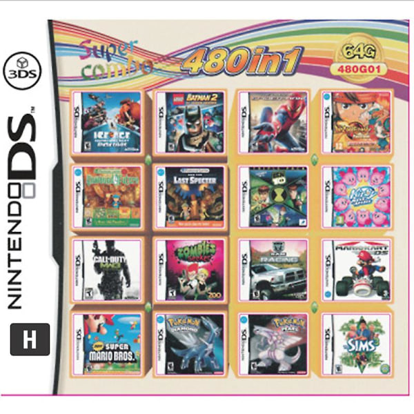 Kompilasjonsspillkassettkort for Nintendo Ds 3ds 2ds Super Combo Multi Cart H