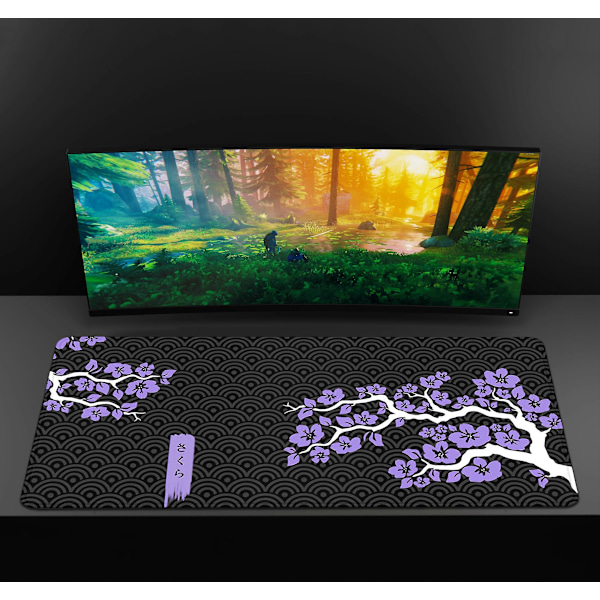 Musemåtte Sakura Stor Gamer Musemåtte Lilla Kirsebærblomst Tastaturmåtte XXXL Musemåtte Pc Tilbehør Gummi Skrivebordsmåtte 90x40 FC-0011 30x70cm