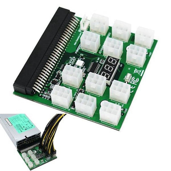 Pci-e 12v 64pin til 12x 6pin strømforsyning Server Adapter Breakout Board til 1200w 750w Psu Server Gp