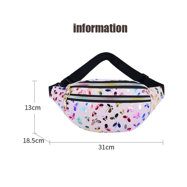 Tryckt midjeväska Fanny Pack Mobiltelefonväska pink