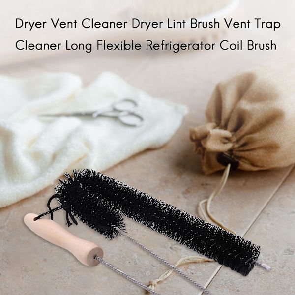 Tørretumblerens ventilationsrenser Tørretumbler Lint Brush Vent Trap Cleaner Lang fleksibel køleskabsspolerenser