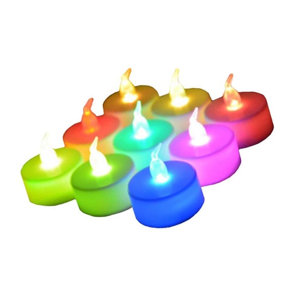 24 pakke Led fyrfadslys - 7 farvevariationer af flammeløse fyrfadslys - Langtidsholdbare batterier (flerfarvede - 24 stk)