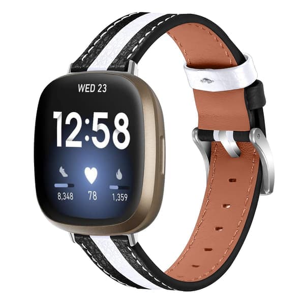 Til Fitbit Versa 4/Sense 2 Ægte okselæder urrem Farvematchende urrem med spænde Flerfarvet Fitbit Versa 4 Style B
