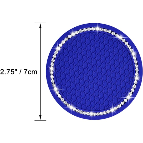 Bling Bilbægreunderlag, 2 stk. PVC Bilkopholder Gadget Auto Indsæt Bægerunderlag - Anti Slip Universal Bil Interiør Tilbehør (2,75\" Diameter) Sort