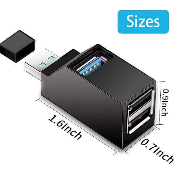 USB-hub, Mini USB 3.0 Hub bærbar adapter Højhastighedsudvidelse Multi USB Hub Splitter Lead Adapter-kabel til pc-bærbar computer