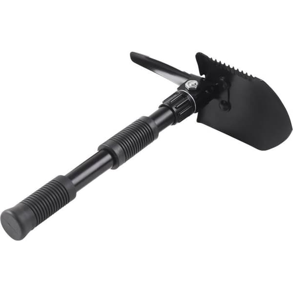 Miniskyffel - Hopfällbar hacka - Stålhacka - Svart - Längd 31 cm (ihopfälld) - 41 cm (utfälld) - 15,5 cm (demonterad)