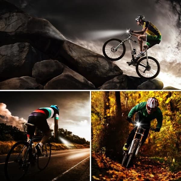 OUTAD Ultra Kraftig LED Forlygte - USB Genopladelig - Til Mountainbikes - Sort