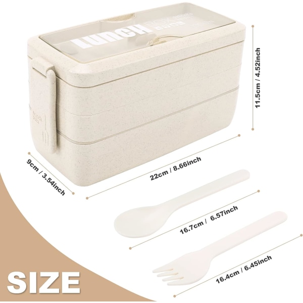 3 Layer Lunch Box Bento Box for Adults, 4-in-1 Meal Prep Container with Fork & Spoon, 1000ml Food Storage Box for Men Women Student School Office.