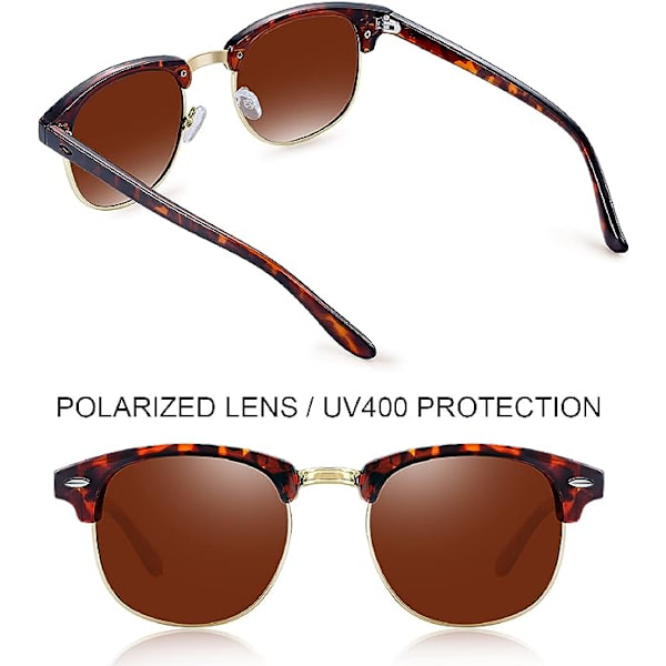 Puolireunattomat polarisoidut aurinkolasit miehille - UV400-suojaus Retro puolikehys aurinkolasit Unisex Polarisoitu miesten naisten aurinkolasit