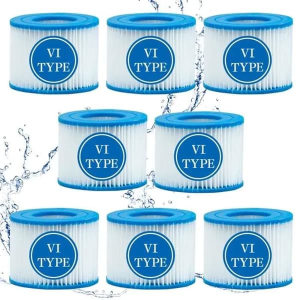 8-pack typ VI filterpatroner för Bestway Lay-Z-Spa, typ VI spa- och bubbelbadfilter för Coleman SaluSpa-filter