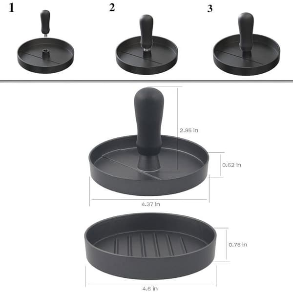 Hamburgerform i aluminium med 200 ark non-stick papper, diskmaskinssäker (svart).
