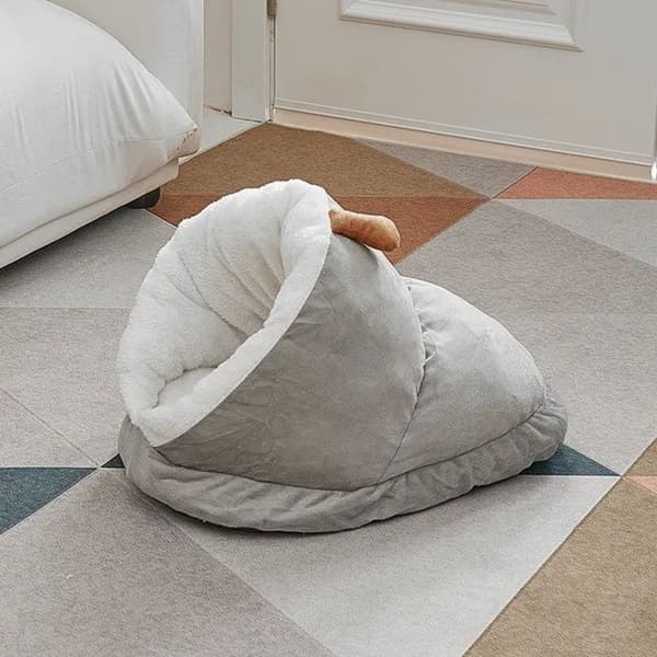 Kattekurv - Komfortabel tøffelformet kurv - Sklisikker bunn - 50 x 35 x 30 cm - Grå