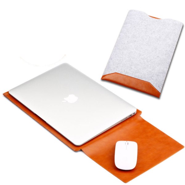MacBook Pro 13 & 15 tommer computertaske med læder & filt brun 13 inch