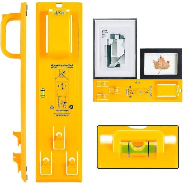 Billedophængningsværktøj med Level Easy Frame Billedophæng Vægophængningssæt (gult ophængningsværktøj)