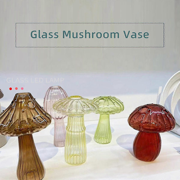 Snygg Glasvas i Svampform, Färgad Vas i Fint Glas, Svampblomvas, Svampdekoration brown