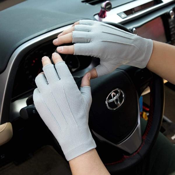 Herr Dam Halvfingerhandskar Touch, Sommar UV-skydd Solhandskar, Cykling Golf Fiske Fingerlösa Handskar För Utomhussporter