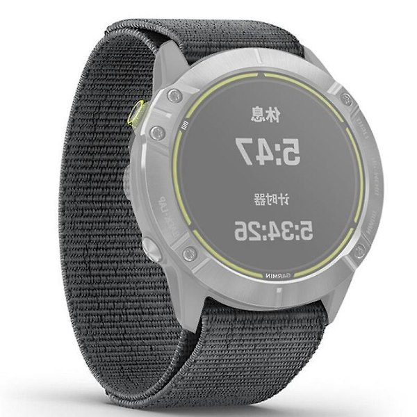 26mm Loop-feste Nylon klokkearmbånd for Garmin Fenix 6X/Fenix 6X Pro/Fenix 5X Plus Grey Other Smartwatch Models