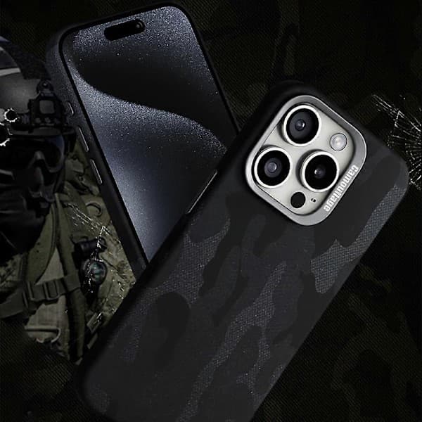Magnetisk deksel for iPhone 16 Pro Max, kamuflasjemønster, støtsikkert PC+PU-telefondksel