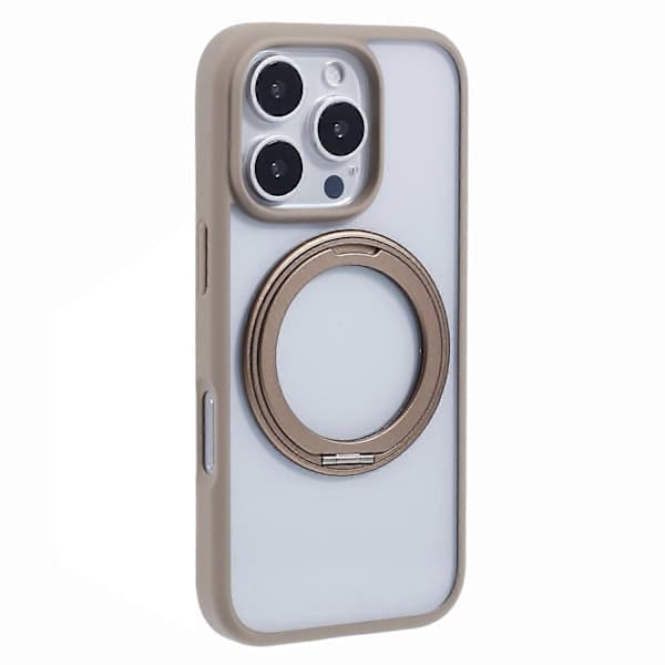 For iPhone 16 Pro Max Telefondeksel Ringholder Stativ PC+TPU Telefondeksel - Titan Gull