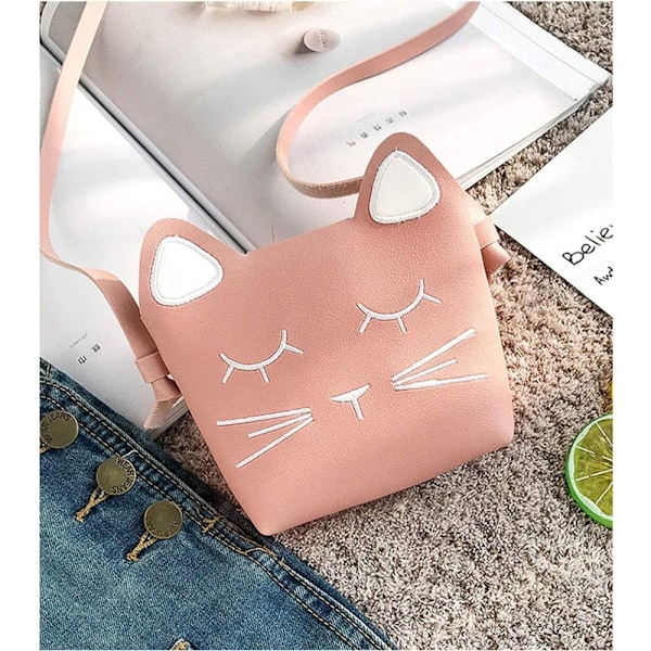 Sød lille skuldertaske til piger, håndtaske, prinsesse mini-tasker, kattekorps messenger-taske Pink