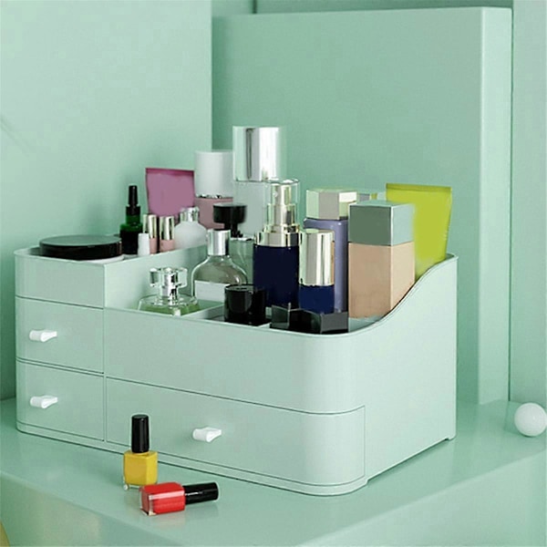 Makeup Organizer med Skuffer, Kapacitet Bordplade Organizer til Toiletbord, Badeværelse og Soveværelse Skrivebord Kosmetik Organizer