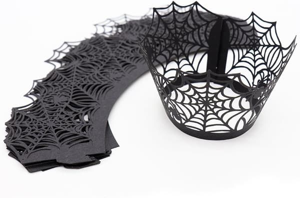 cupcake wrappers, edderkoppespind cupcake wrappers, festpynt forsyninger 50 stk