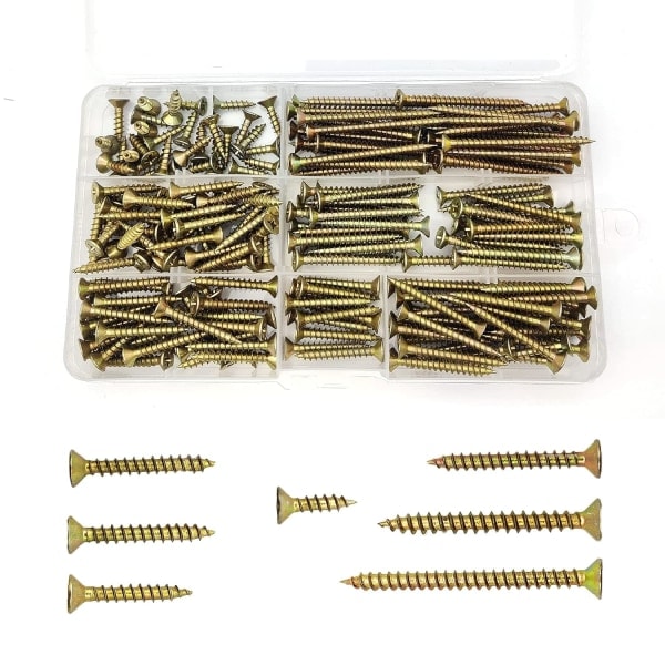 200 Pcs M4 Self Drilling Wood Screw Sets, Cross Pan Head Drywall Screws, Multi Use Screws- M4x(16/20/25/30/35/40/50mm)